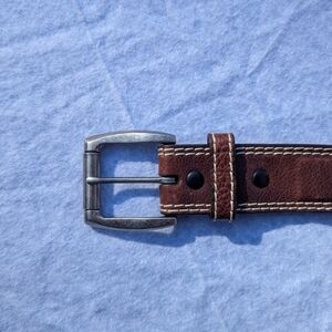 3D Belt Co. Brown Leather Belt with Smooth Finish and Stitching